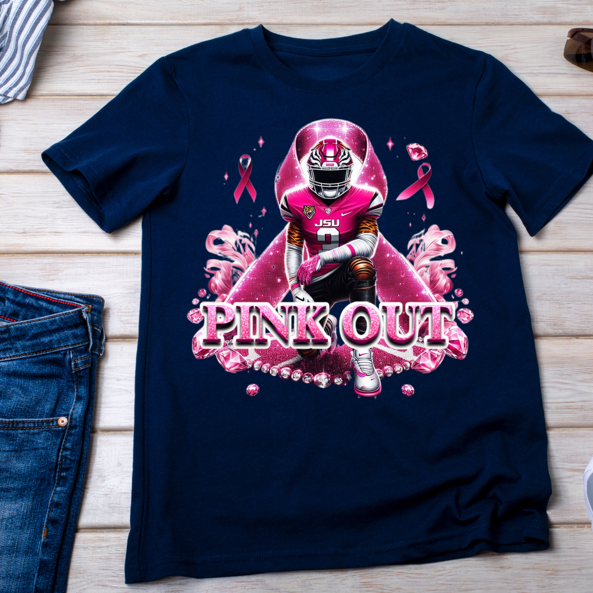 JSU Tigers Pink Out T-Shirt | Jackson State University Breast Cancer Awareness Football Tee